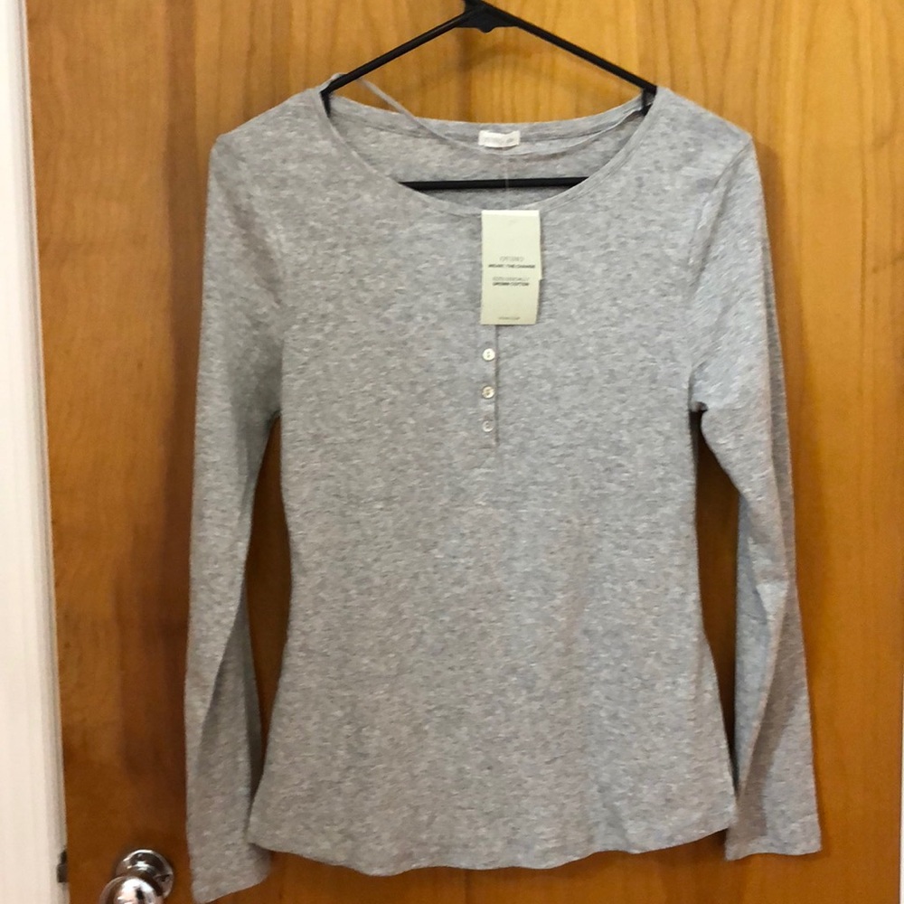 Long sleeved Henley shirt